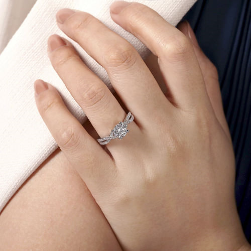Gabriel & Co | Gina - 14K White Gold Round Twisted Diamond Engagement Ring