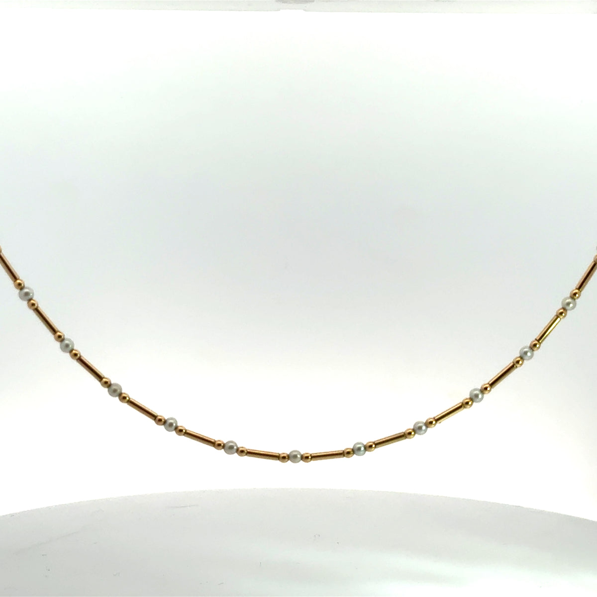 Kirkland Jewelry Estate | Pre-Owned 14K Yellow Gold Tube and Bead Pearl Necklace