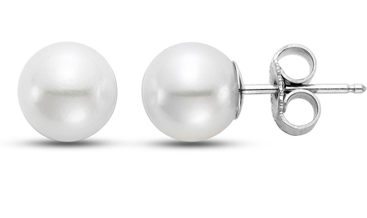 9–9.5MM Freshwater Pearl Stud Earrings in 14K White Gold