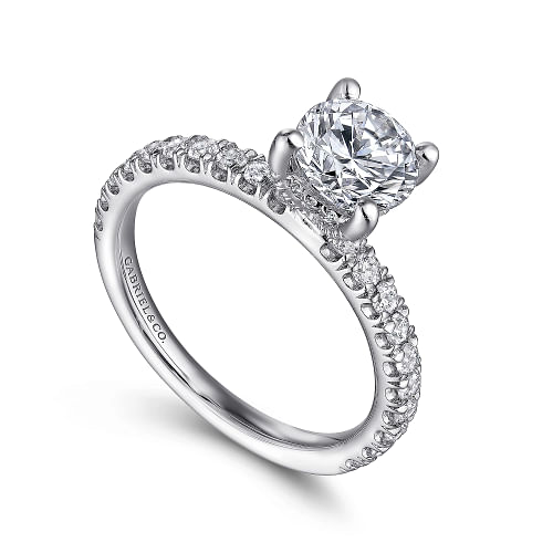 Amira - 14K White Gold Round Diamond Engagement Ring