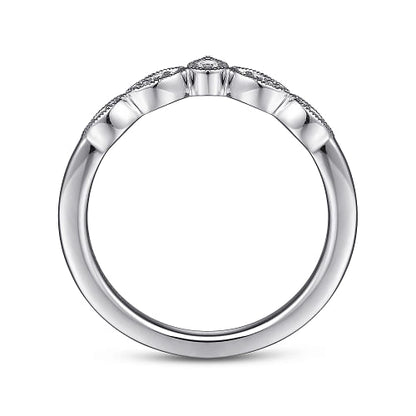 Gabriel & Co | Vintage Inspired 14K White Gold Curved Gold Diamond Anniversary Band