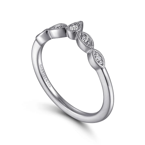 Gabriel & Co | Vintage Inspired 14K White Gold Curved Gold Diamond Anniversary Band