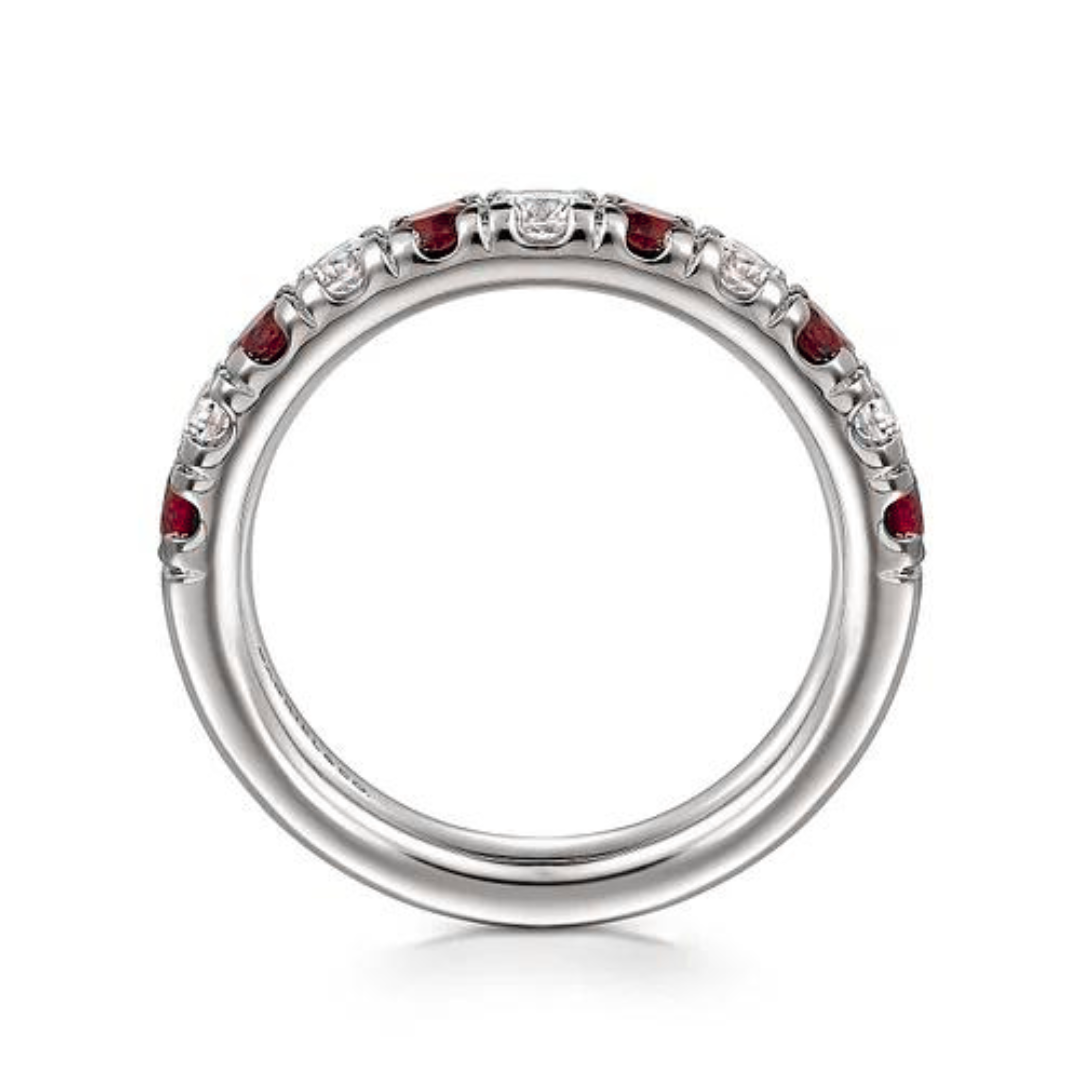 Gabriel & Co | 14K White Gold Stackable Ruby and Diamond Ring