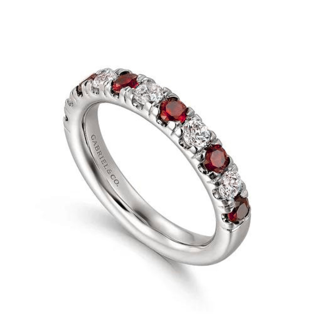 Gabriel & Co | 14K White Gold Stackable Ruby and Diamond Ring