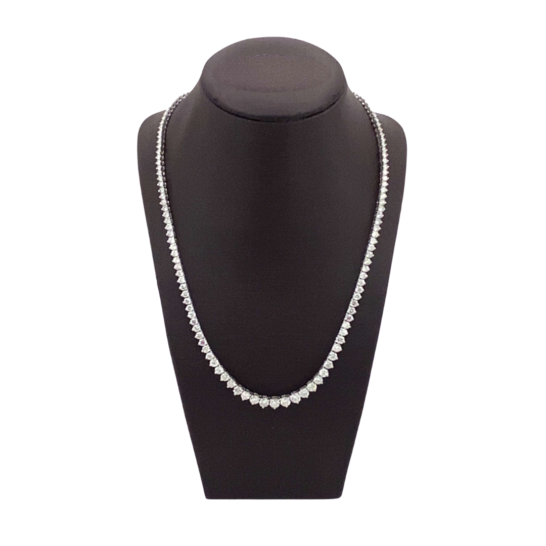 14K White Gold Tennis Necklace - 14.85ct