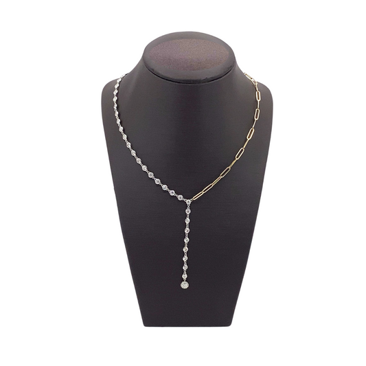 Stern International | 14K Two-Tone Gold Diamond Paperclip Necklace