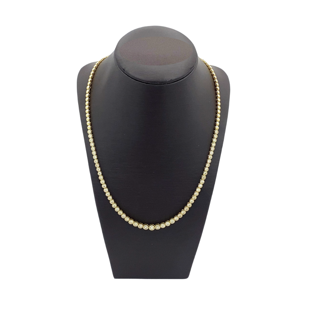 Stern International | 14K Yellow Gold Tennis Necklace - 3.25ct