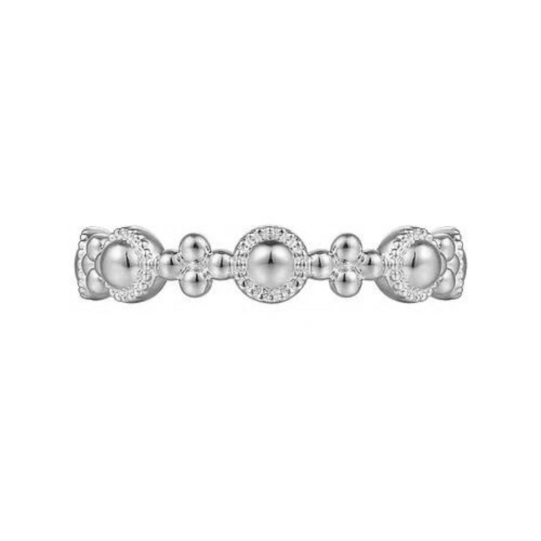 14K White Gold Bujukan Station Delicate Stackable Ring