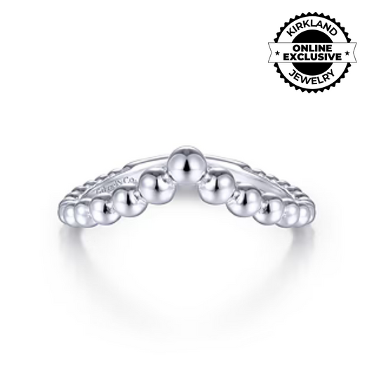 Gabriel & Co | 14K White Gold Bujukan Bead Curved Ring
