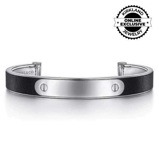 Gabriel & Co | 925 Sterling Silver and Leather ID Cuff Bracelet