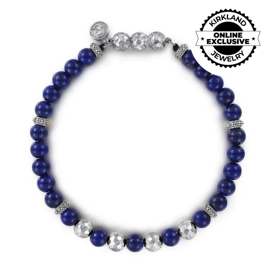 Gabriel & Co | 925 Sterling Silver and Lapis Beaded Bracelet