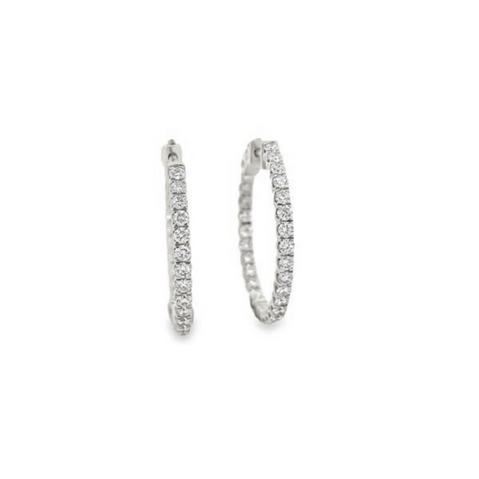 Stern International | 14K White Gold Inside Out Diamond Hoop Earrings - 1.94ct