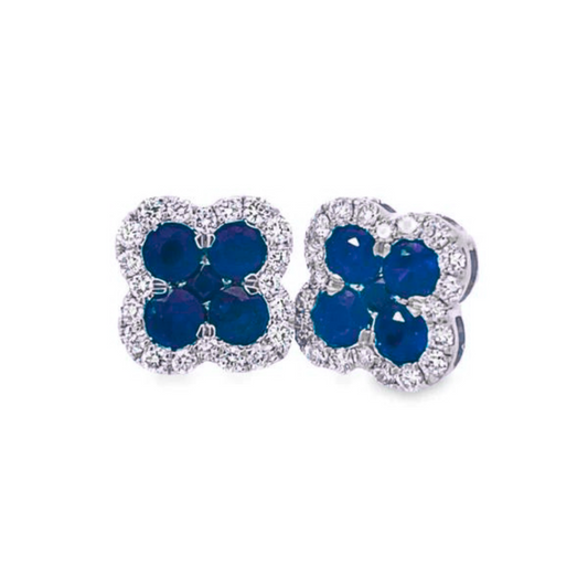 Stern International | 14K White Gold and Sapphire Diamond Earrings
