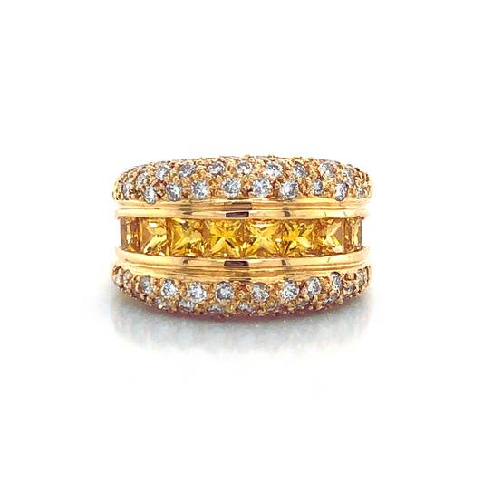 J Heard & Co | 18K Yellow Gold Yellow Sapphire and Diamond Ring