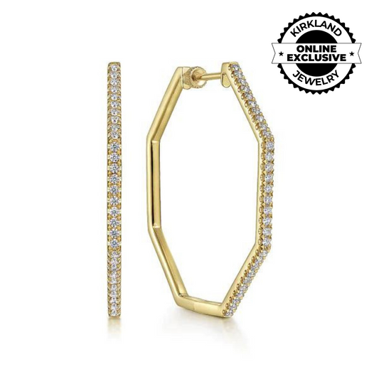 Gabriel & Co | 14K Yellow Gold 40mm Diamond Classic Hoop Earrings