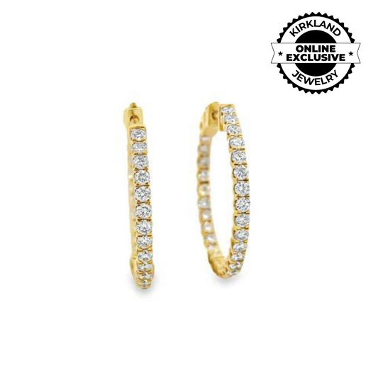 Stern International | 14K Yellow Gold Inside Out Diamond Hoop Earrings
