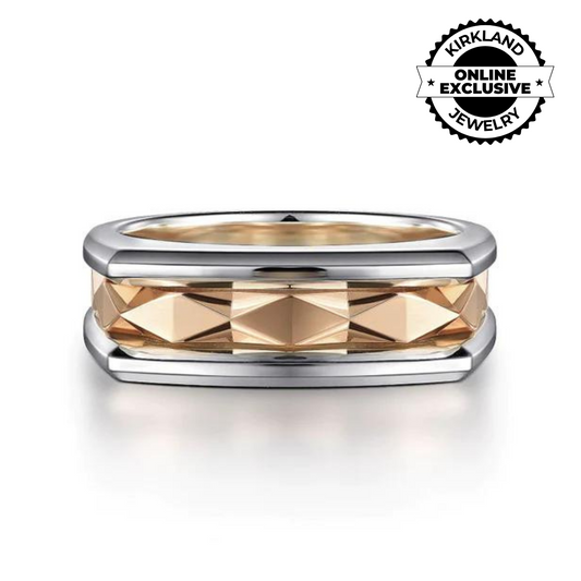 Gabriel & Co | 14K Rose-White Gold Faceted Ring in High Polished Finish