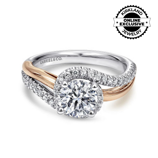 Gabriel & Co | Everly - 14K White-Rose Gold Round Halo Diamond Engagement Ring