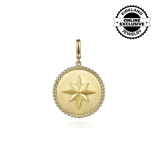 Gabriel & Co | 14K Yellow Gold Bujukan Round Starburst Medallion Pendant