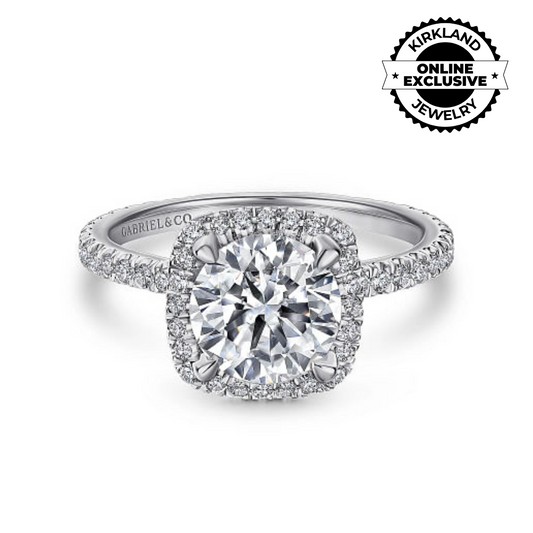 Gabriel & Co | Daffodil - 14K White Gold Round Halo Diamond Engagement Ring
