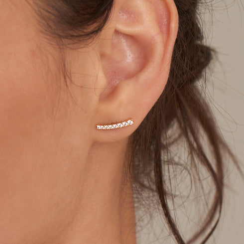 Ania Haie | Gold Glam Crawler Stud Earrings
