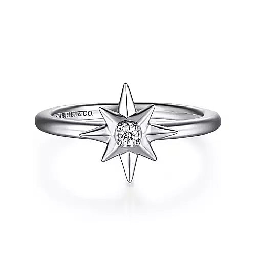 Gabriel & Co | 925 Sterling Silver Diamond Starburst Ring