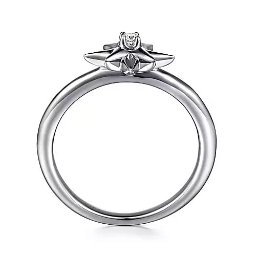 925 Sterling Silver Diamond Starburst Ring