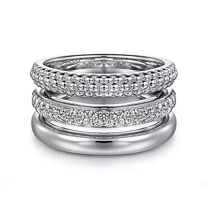 Gabriel & Co | 925 Sterling Silver White Sapphire Bujukan Easy Stackable Ring