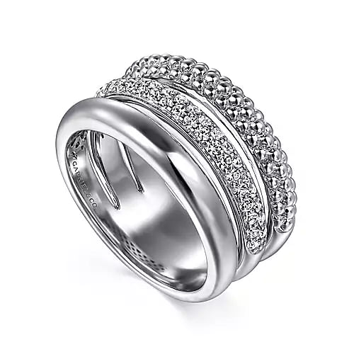 Gabriel & Co | 925 Sterling Silver White Sapphire Bujukan Easy Stackable Ring