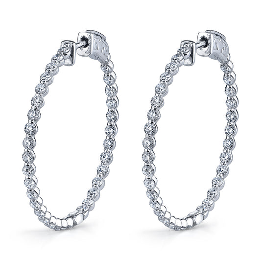 Sylvie | 14K White Gold Single Prong Diamond Hoop Earrings