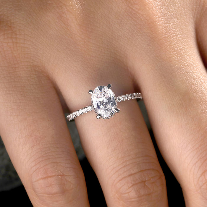 Gabriel & Co | Hart - 14K White Gold Hidden Halo Oval Diamond Engagement Ring