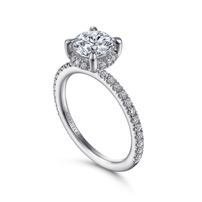Gabriel & Co | Hart - 14K White Gold Hidden Halo Round Diamond Engagement Ring