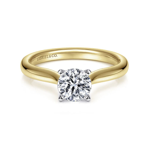 Gabriel & Co | Lauren - 14K White-Yellow Gold Round Diamond Engagement Ring