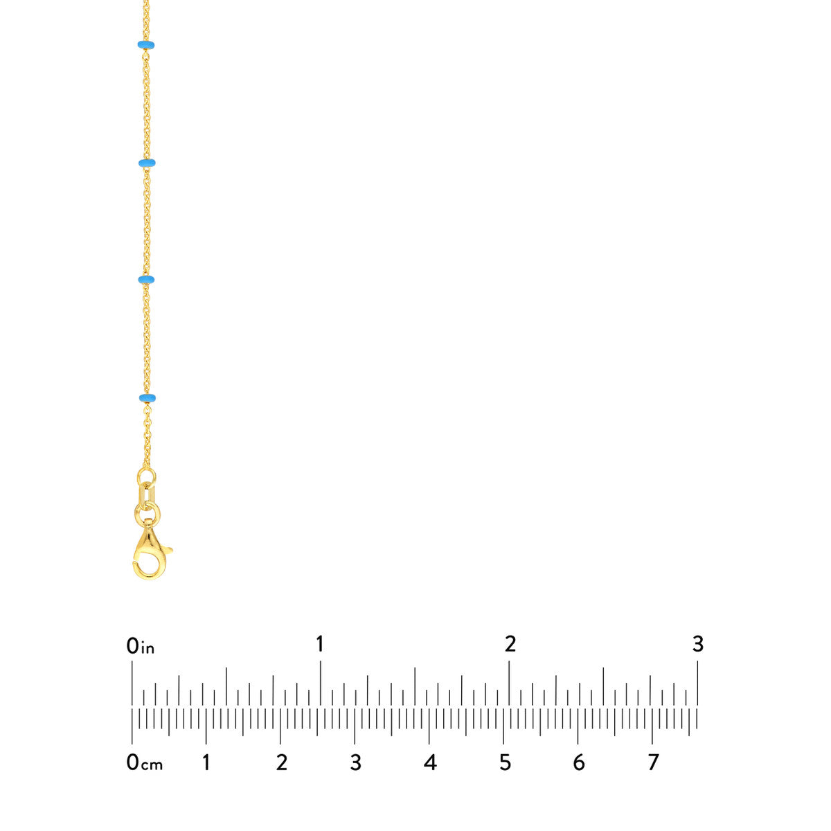 14K Yellow Gold and Baby Blue Enamel Bead Saturn Chain Necklace