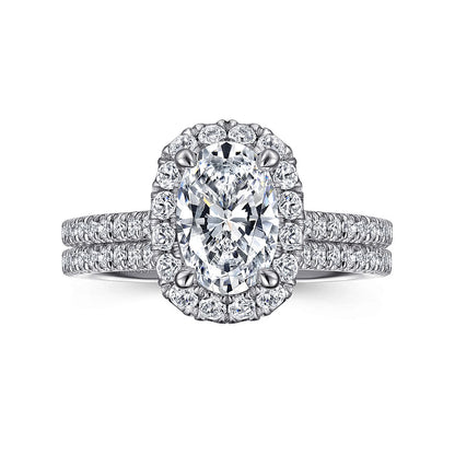 Gabriel & Co | Madelie - 14K White Gold Oval Halo Diamond Engagement Ring