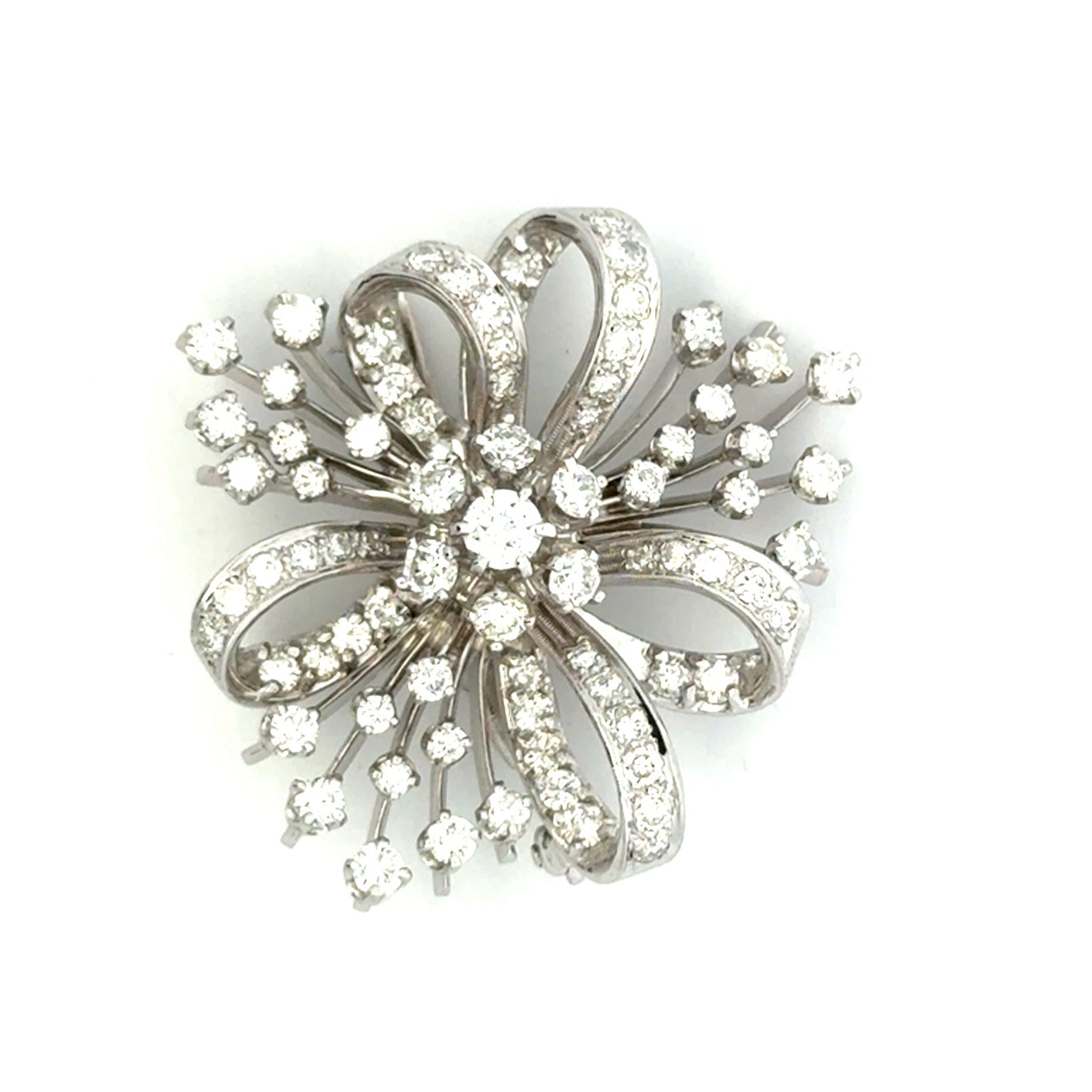 Kirkland Jewelry Estate - 14K White Gold Custom Diamond Brooch - 3.75 Carats twt