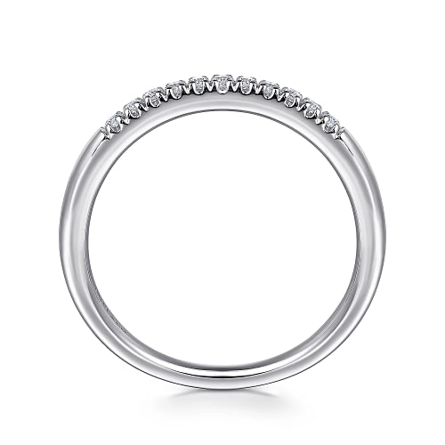 Portofino - 14K White Gold 11 Stone French Pave Diamond Wedding Band - 0.1ct