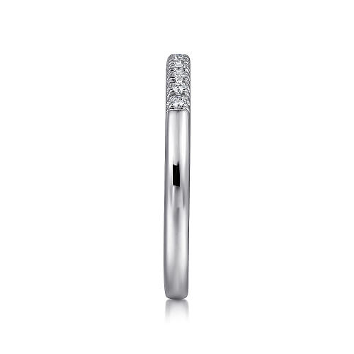 Portofino - 14K White Gold 11 Stone French Pave Diamond Wedding Band - 0.1ct