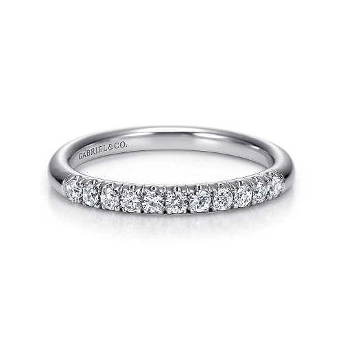 Gabriel & Co | Portofino - 14K White Gold 11 Stone French Pave Diamond Wedding Band - 0.25 ct