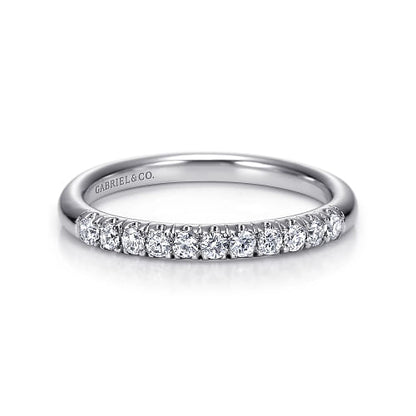 Gabriel & Co | Portofino - 14K White Gold 11 Stone French Pave Diamond Wedding Band - 0.25 ct
