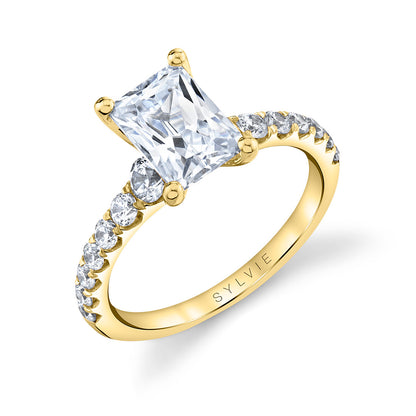 Sylvie | 14K Yellow Gold Emerald Cut Engagement Ring
