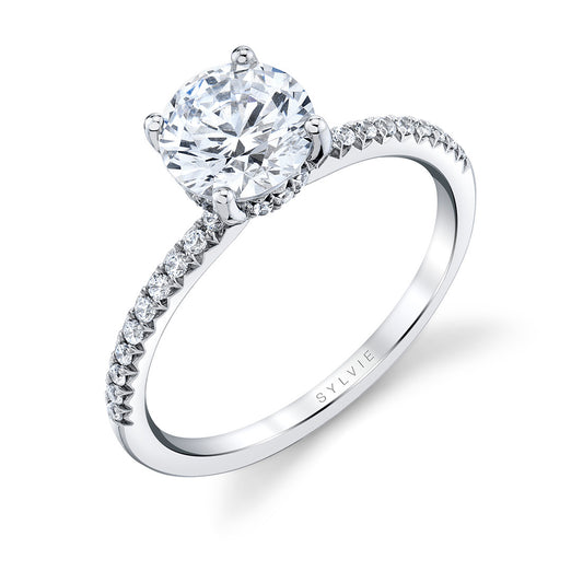 Sylvie | 14K White Gold Diamond Hidden Halo Engagement Ring