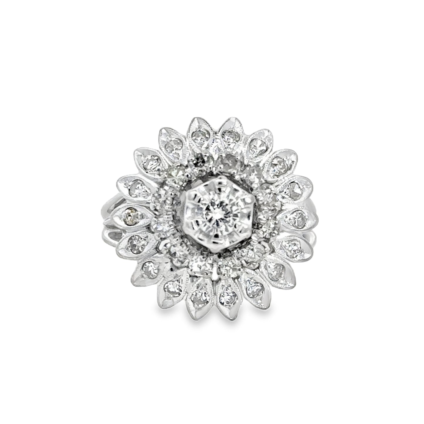 Kirkland Jewelry Estate | 14K White Gold Diamond Cluster Fancy Ring