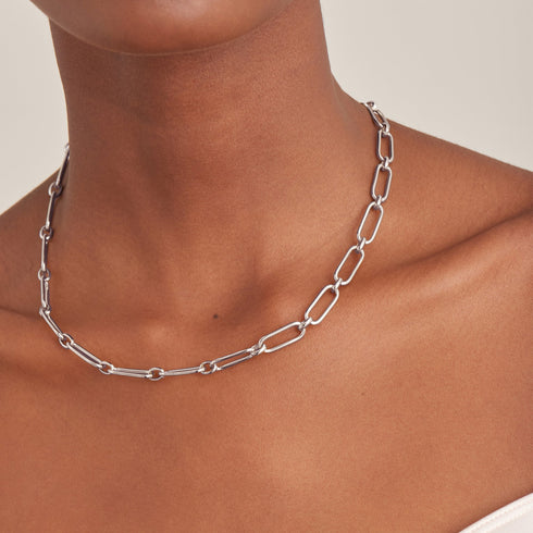 Ania Haie | Silver Cable Connect Chunky Chain Necklace