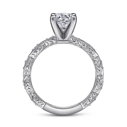 Sadie - Vintage Inspired 14K White Gold Round Diamond Engagement Ring