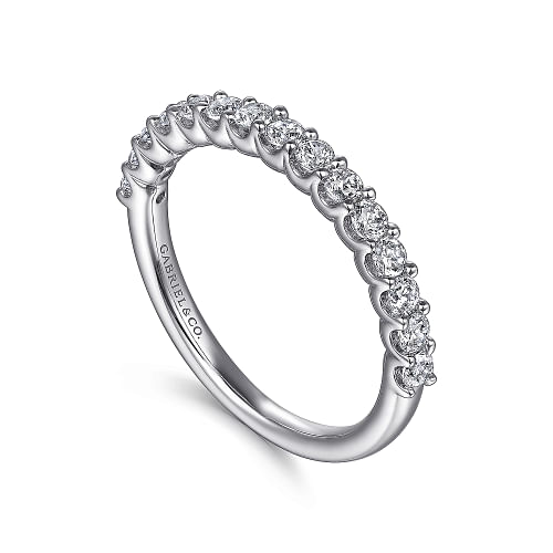 Sorrento - 14K White Gold Shared Prong Set Diamond Wedding Band - 0.5ct