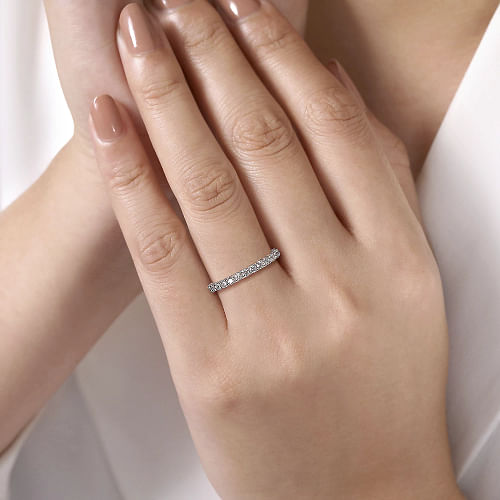 Sorrento - 14K White Gold Shared Prong Set Diamond Wedding Band - 0.5ct