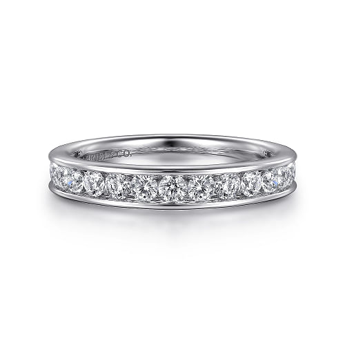 Toledo - 14K White Gold Channel Set Diamond Wedding Band - 0.75ct