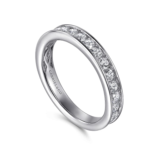 Toledo - 14K White Gold Channel Set Diamond Wedding Band - 0.75ct