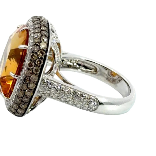 Kirkland Jewelry Estate | 18K White Gold Citrine and Diamond Ring